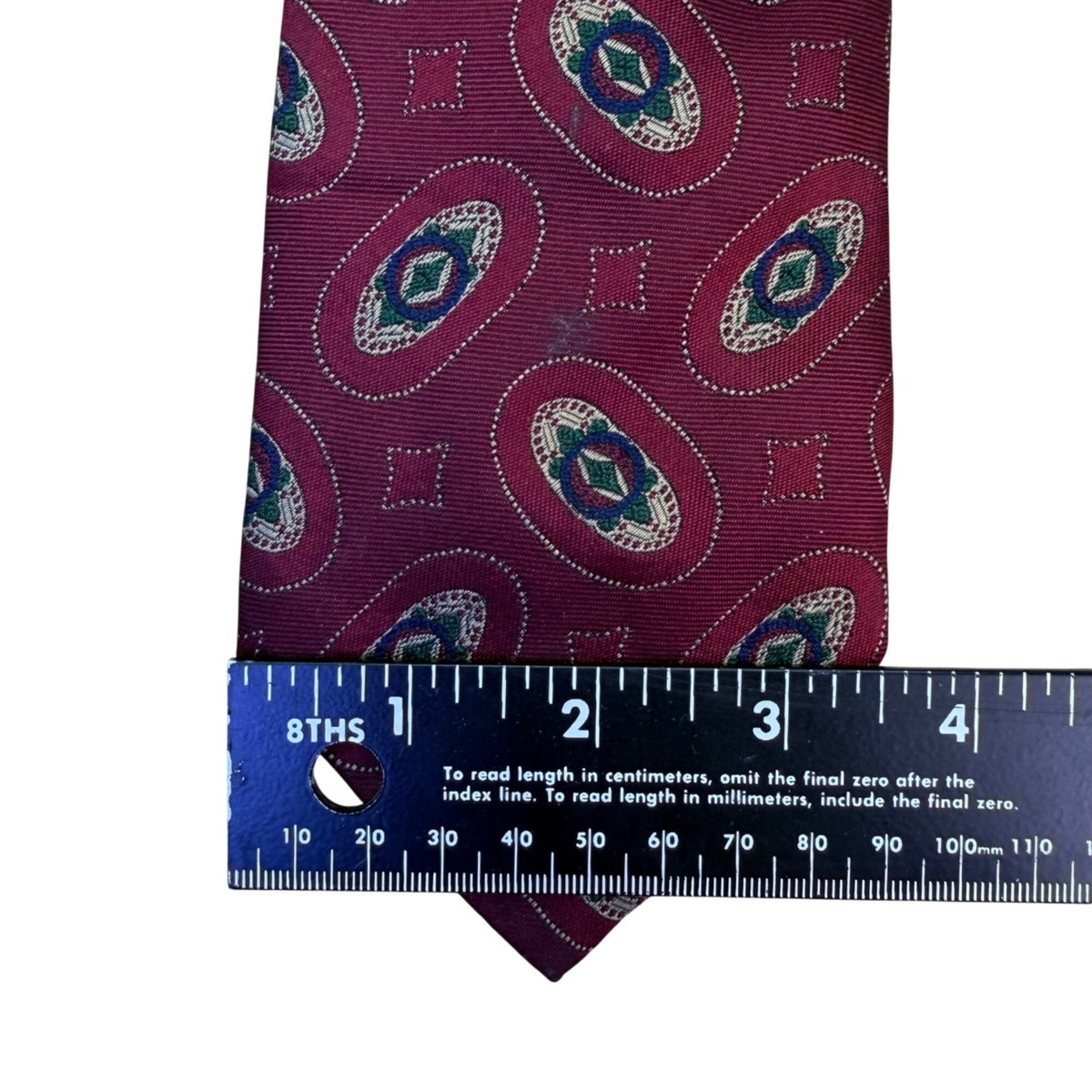Polo Ralph Lauren Mens Burgundy 100% Silk Patterned Tie Geometric Design