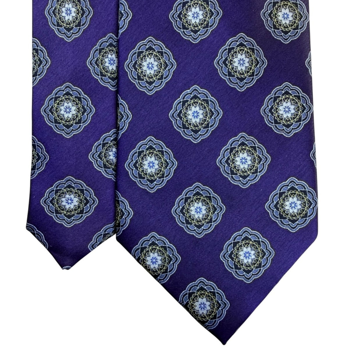 Jos A. Bank Mens Purple 100% Silk Tie Mandala Print Pattern Executive Collection