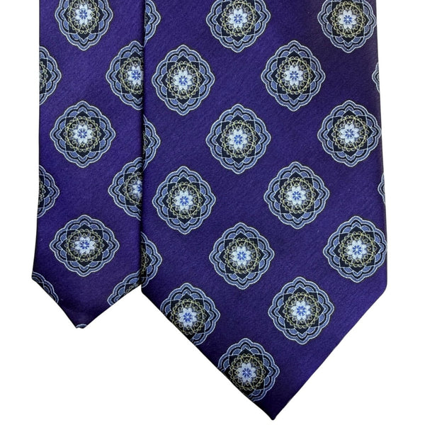 Jos A. Bank Mens Purple 100% Silk Tie Mandala Print Pattern Executive Collection