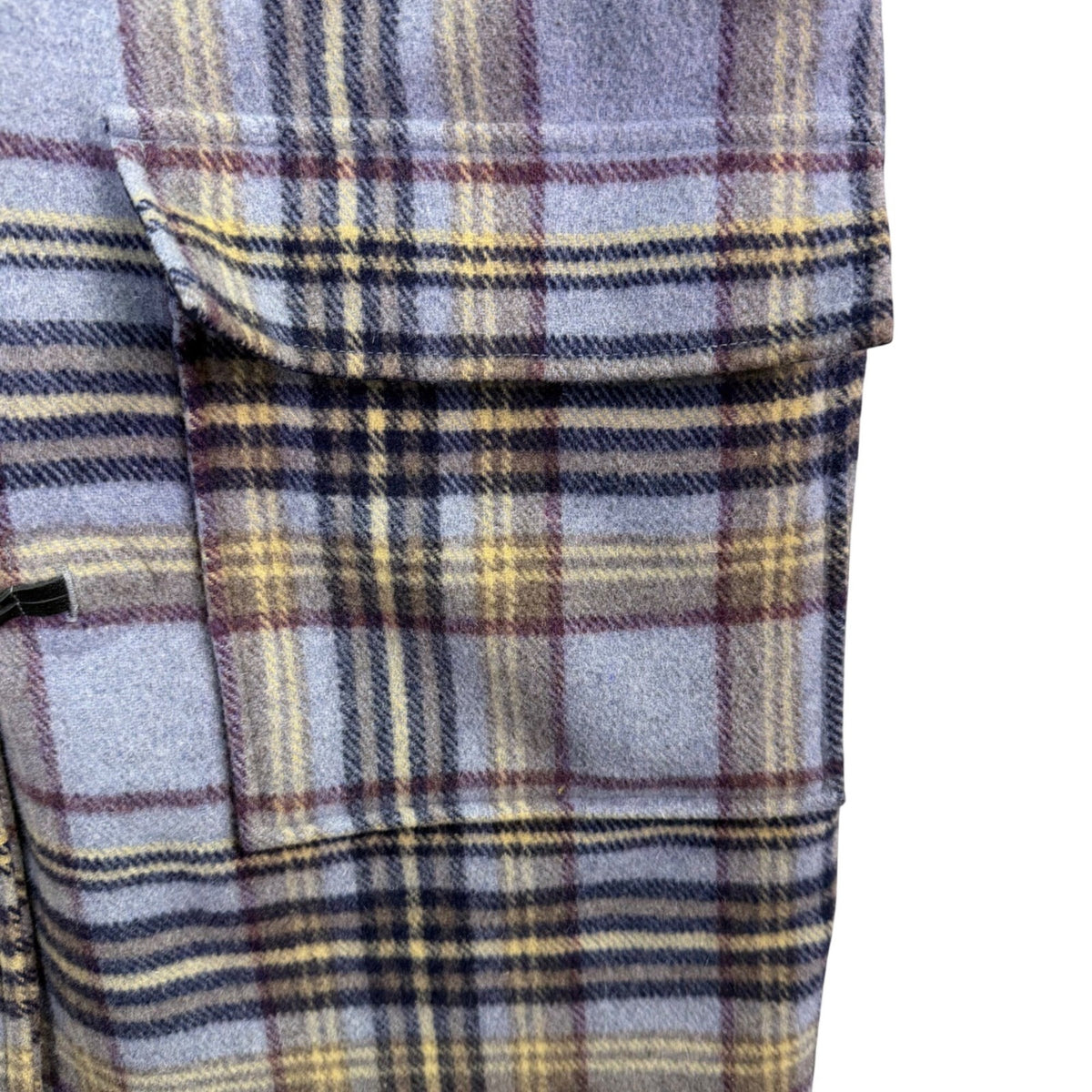 L.L. Bean Womens Plaid Wool-Blend Hooded Toggle Coat Blue/Yellow Sz M