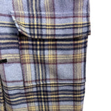 L.L. Bean Womens Plaid Wool-Blend Hooded Toggle Coat Blue/Yellow Sz M