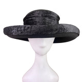 Importina Bollman Unisex Black Velvet-Finish Wool Vintage Style Wide Brim Hat