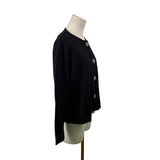 Talbots Women’s Black Merino Wool Cardigan With Embellished Buttons Sz P