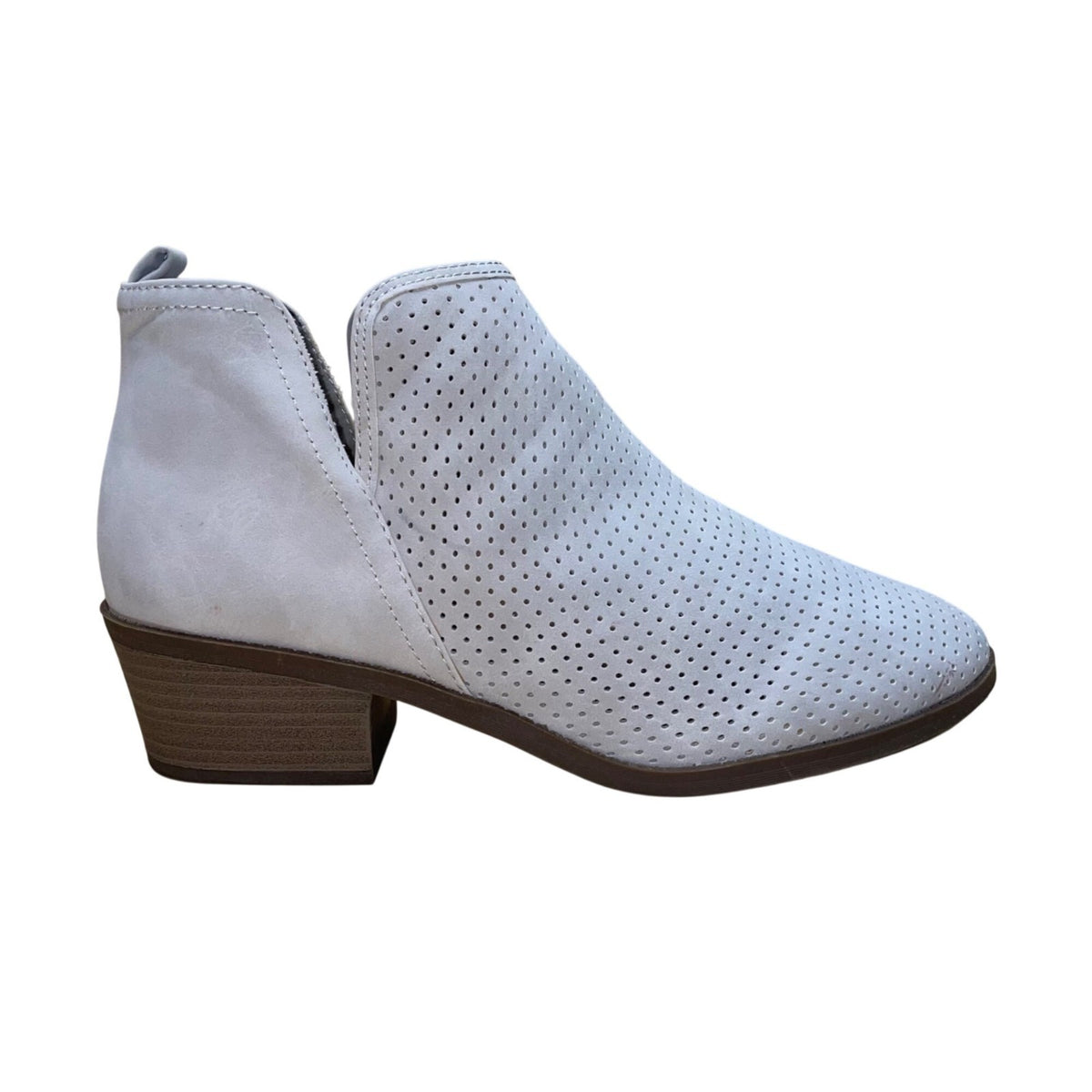 Time And Tru Women’s Gray Faux Suede Memory Foam Heeled Western Booties Sz 12