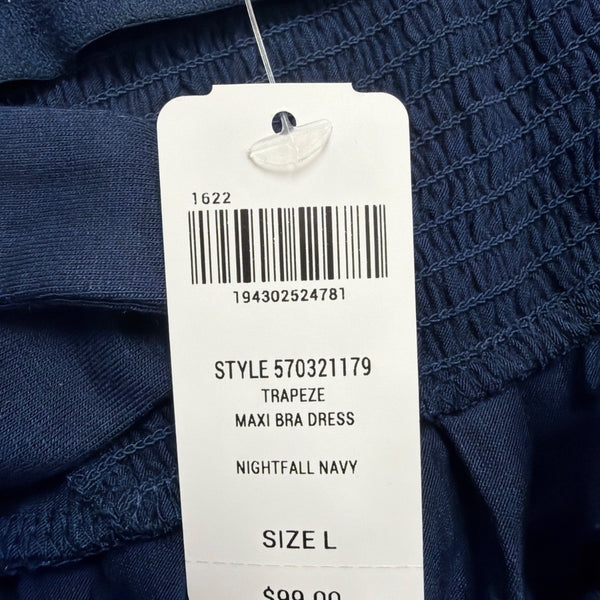 Soma Womens Navy Blue Rayon Blend Maxi Dress Tiered Invisible Support Sz Large