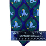 vintage Disney Mens Purple & Green Silk Genie Necktie Aladdin Pattern Long Tie