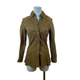 Vintage ReginaPary Womens Brown Button-Up Suede-Style Shirt Jacket