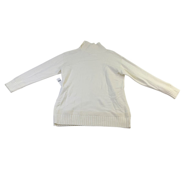 Anthropologie Womens Ivory Sweater High Neck Button Detail Size XS