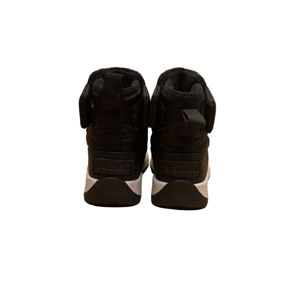 Sorel Boys Black Faux Fur Insulated Waterproof Slip-On Winter Boots Size 7