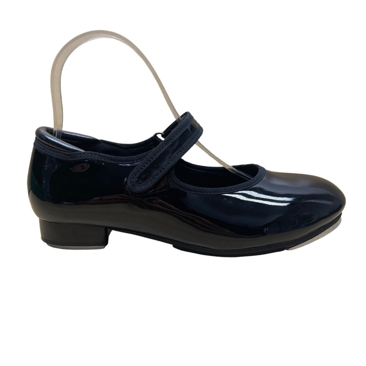 Linodes Big Kid Black Patent Easy Strap Tap Dance Shoes Size 4M