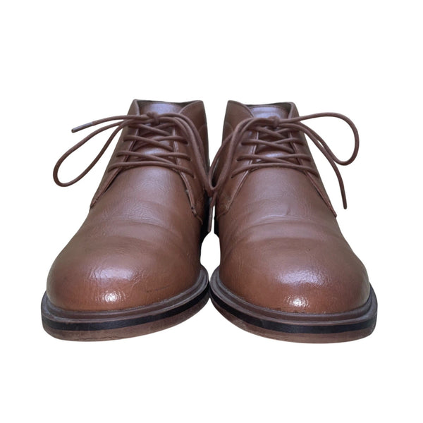 Sonoma Men’s Cognac Brown Faux Leather Lace-Up Ortholite Aaron Ankle Boots Sz 8M
