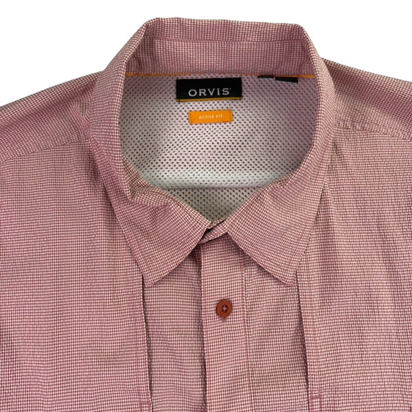 Orvis Mens Red Short Sleeve Button-Up Performance Shirt Size XL