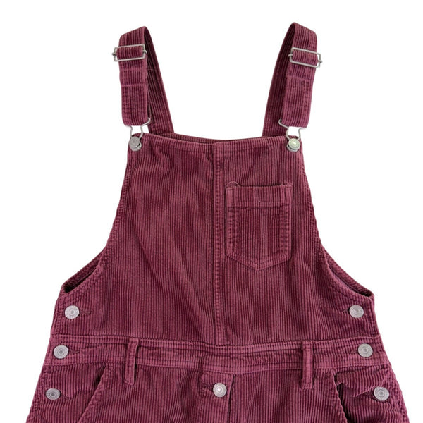 Levis Womens Burgundy Cotton Corduroy Button-Front Overall Midi Dress Size M