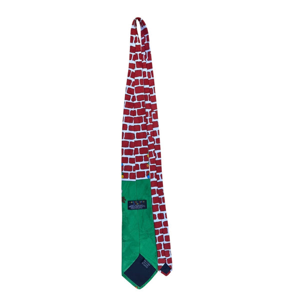 Looney Tunes Mens Green Christmas Holiday Neck Tie Tweety & Sylvester Print