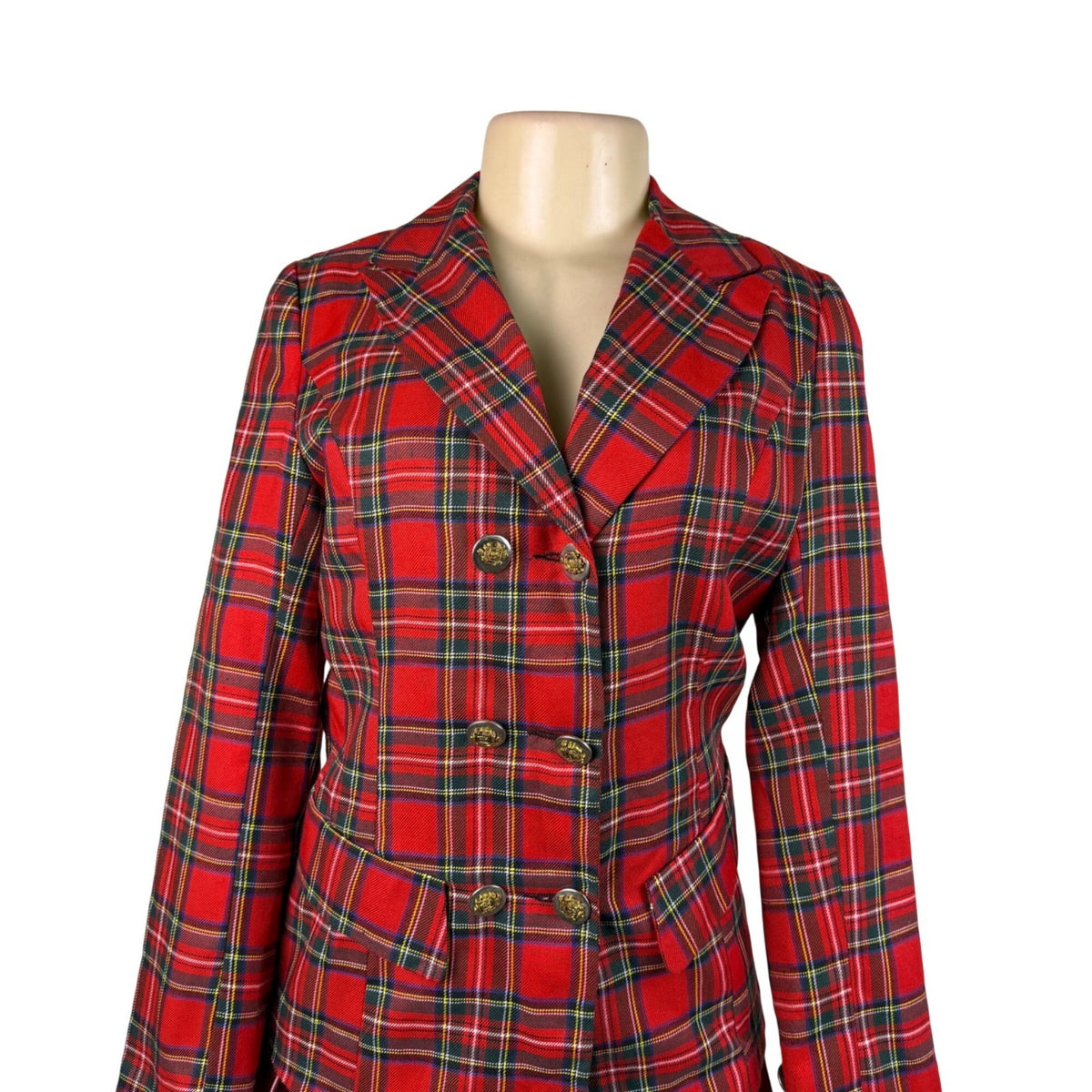 Hug Sunshine Womens Red Plaid Blazer & Pleated Skirt Set Sz L