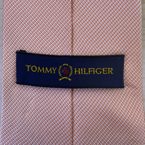 Tommy Hilfiger Mens Peach & Blue Silk Houndstooth Reversible Tie Classic Style
