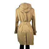 Michael Kors Womens Tan Cotton Blend Belted Trench Coat With Hood Size XL