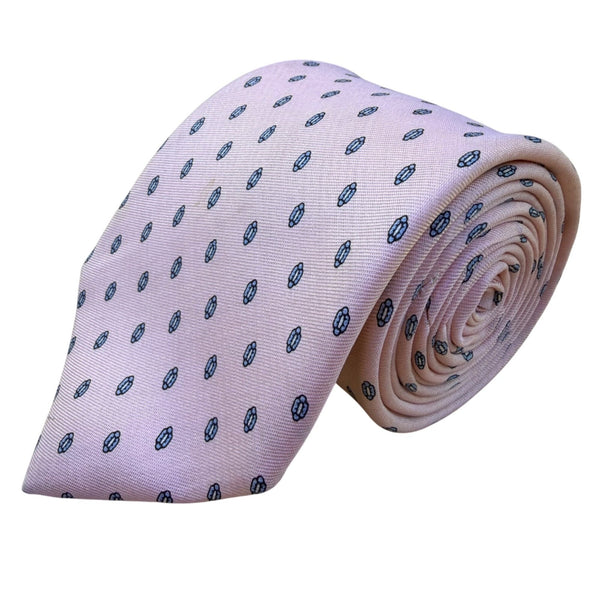 Bert Pulitzer Mens Pink Silk Patterned Tie All Season Elegant Design