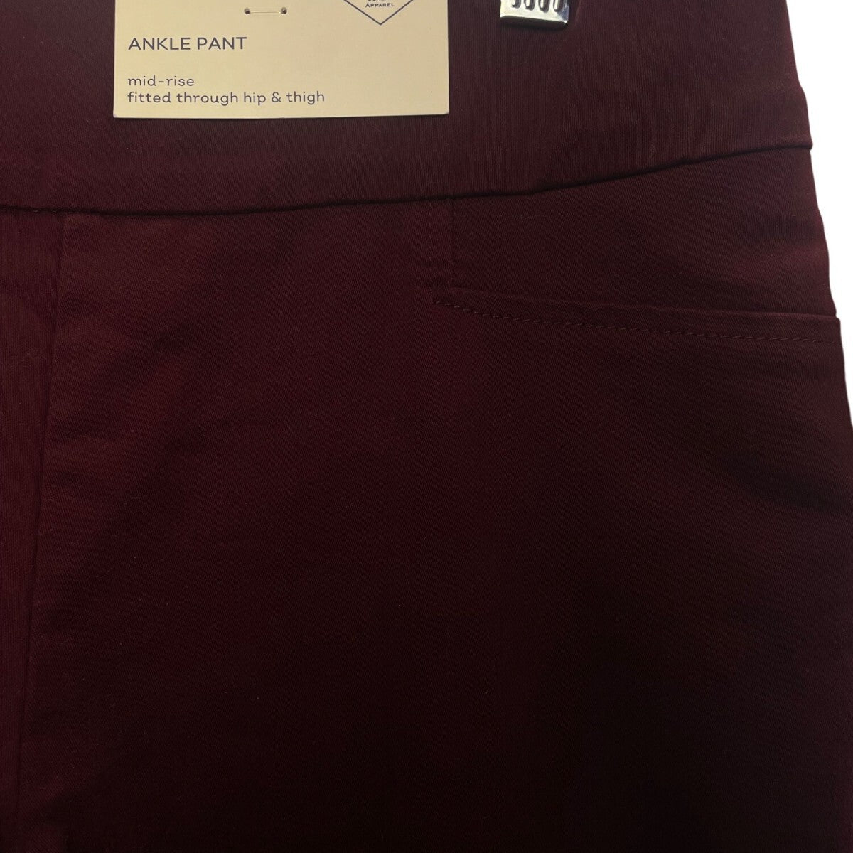 ST John Bay Ankle Pant Mid-Rise Slim Fit Built-In Tummy Maroon Women Size 6P - N