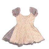 Cider Womens Pink Floral Mini Dress W/Puff Sleeves Light Purple Accents S