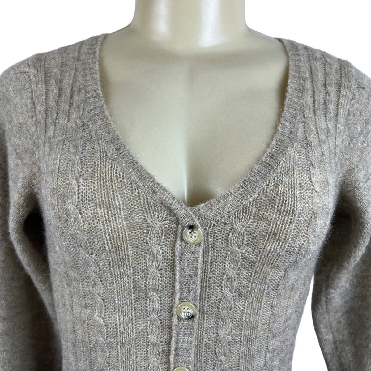 Tach Women’s Brown Cable Knit V-Neck Long Sleeve Bodysuit Sweater Sz S