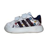 Adidas Kids White Floral Cartoon Print Adhesive Strap Sneakers Size 7K