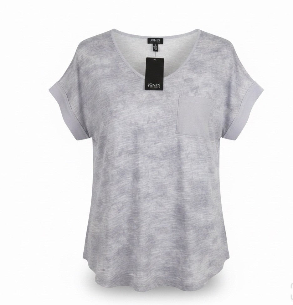 Jones New York Womens Light Gray Casual Pocket Tee Size L