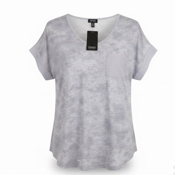 Jones New York Womens Light Gray Casual Pocket Tee Size L