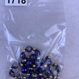 Chinese Cloisonné Womens Blue Bead Necklace Floral Motifs With Gold Spacers