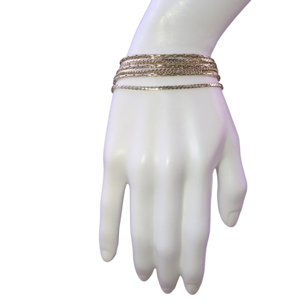 Ann Taylor Women Gold Tone Metal Multi-Strand Chain Toggle Bracelet 7.5 Inches