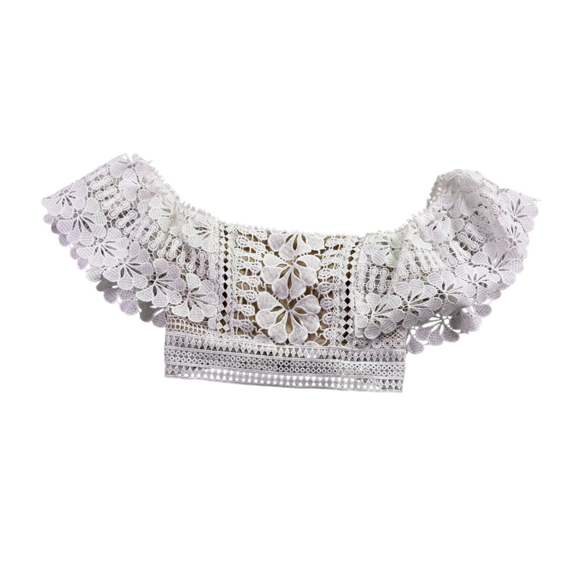 Selfie Leslie Womens White Crochet Lace 2-Piece Outfit Top XS  & Skirt S 
