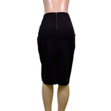 Lord & Taylor Womens Black Pencil Skirt Back Zip Stretch Fabric Sz 12