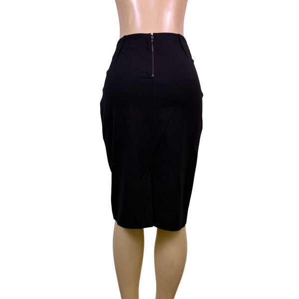 Lord & Taylor Womens Black Pencil Skirt Back Zip Stretch Fabric Sz 12