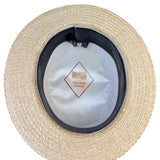 Ponte Rialto Mens Natural Straw Boater Hat Italian-Made Black & Red Ribbon Band