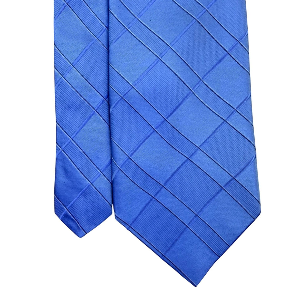DKNY Mens Blue 100% Silk Plaid Neck Tie Made In USA Elegant Business Accessory