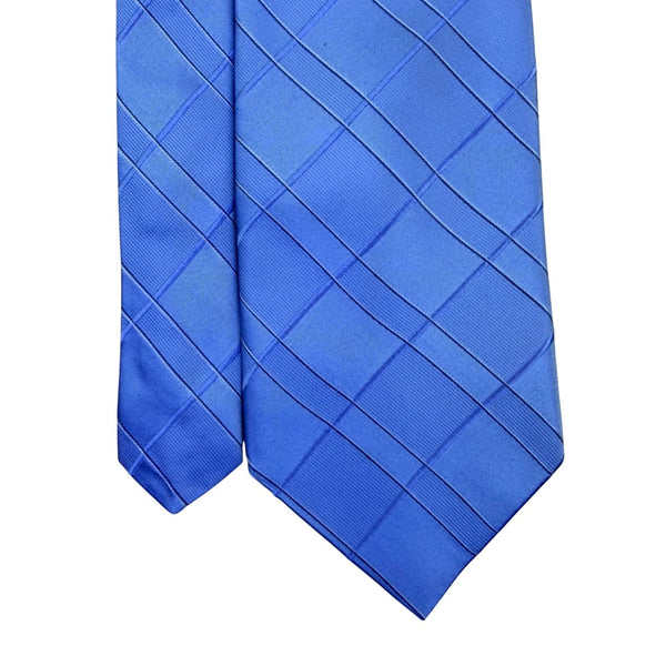 DKNY Mens Blue 100% Silk Plaid Neck Tie Made In USA Elegant Business Accessory