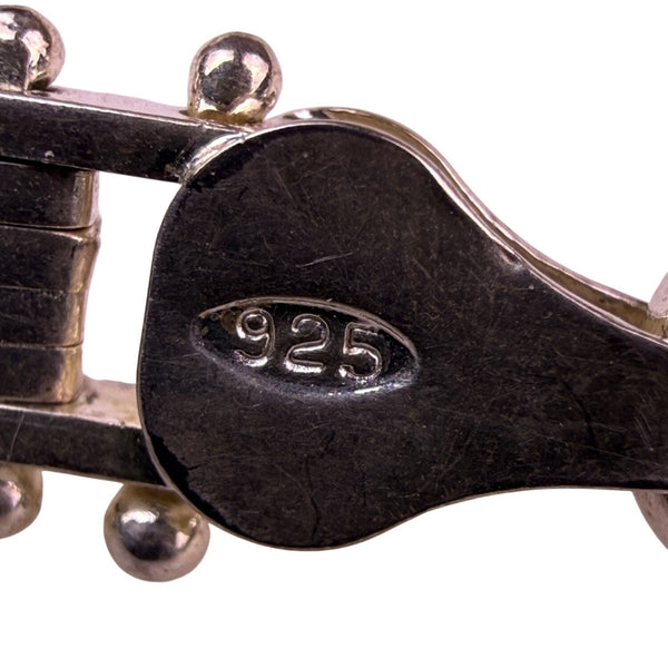 Sterling Silver 925 Italian Fence Design Bracelet Lobster Clasp