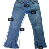 Zara Basic Women’s Blue Cotton Flare Ruffle Hem Jeans Button Fly Size 04