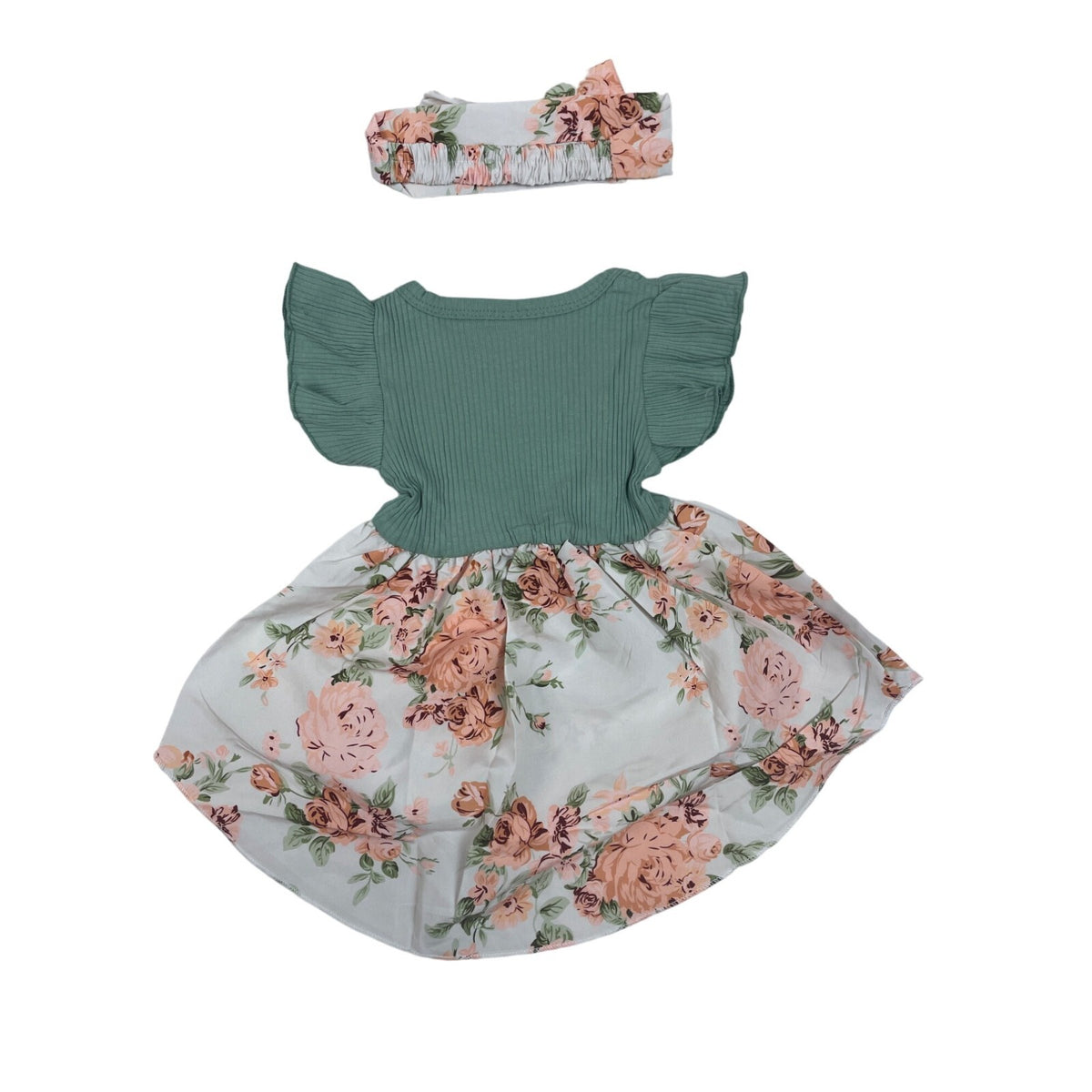 Shenzhen Toddler Girl's Green and Purple 3-Piece Florals Set Sz 3-6M