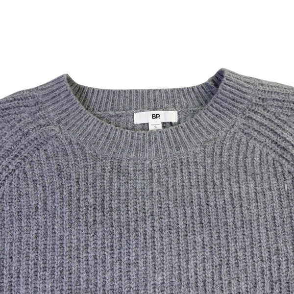 BP Womens Gray Ribbed Knit Crewneck Sweater Size S