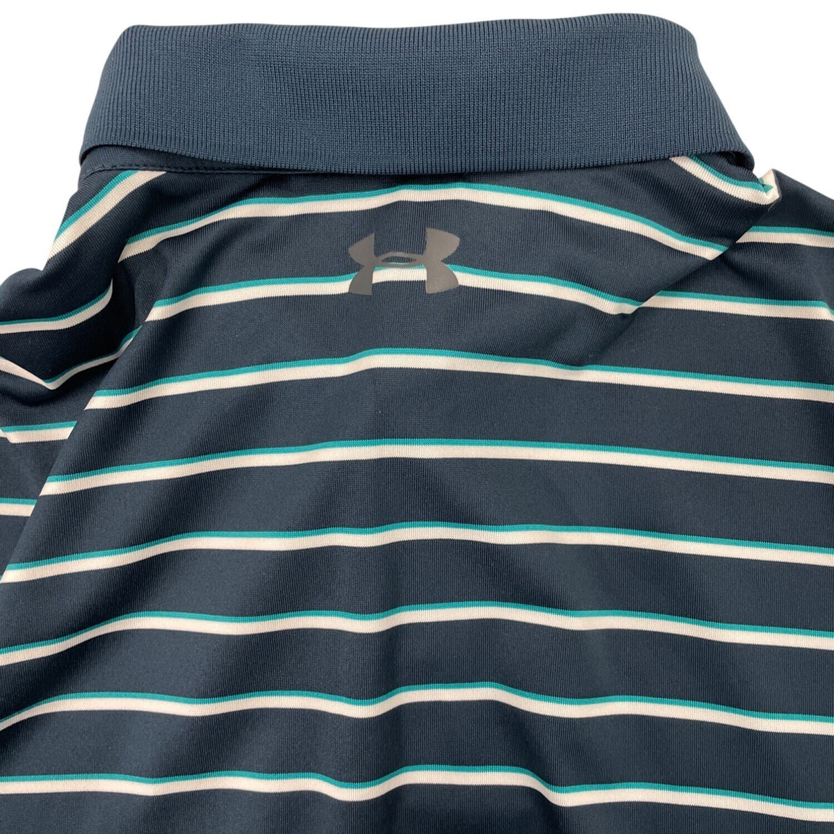 Under Armour Mens Navy Striped HeatGear Polo Shirt Loose Fit Size S