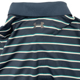 Under Armour Mens Navy Striped HeatGear Polo Shirt Loose Fit Size S