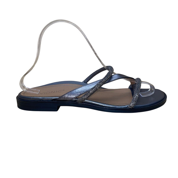 Women’s Silver Strappy Rhinestone Prism Sandals Size 8M