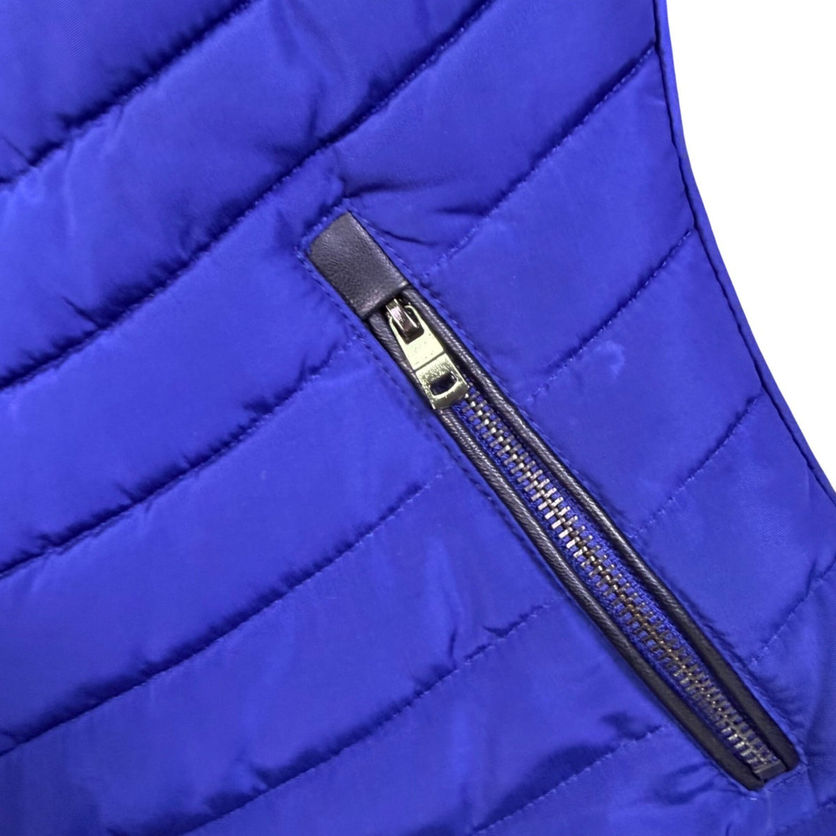 Zara Basic Womens Blue Quilted Winter Puffer Jacket W/ Zippered Pockets Size S