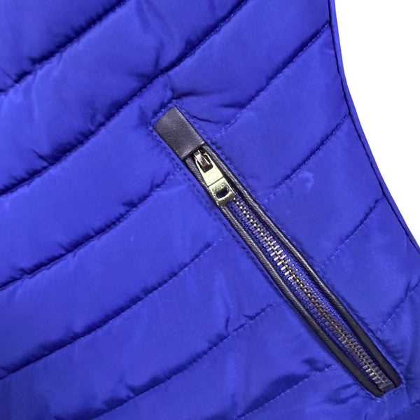 Zara Basic Womens Blue Quilted Winter Puffer Jacket W/ Zippered Pockets Size S
