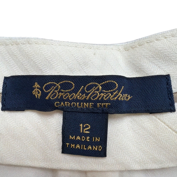 Brooks Brothers Womens White Caroline Fit Mid-Rise Dress Pants Size 12