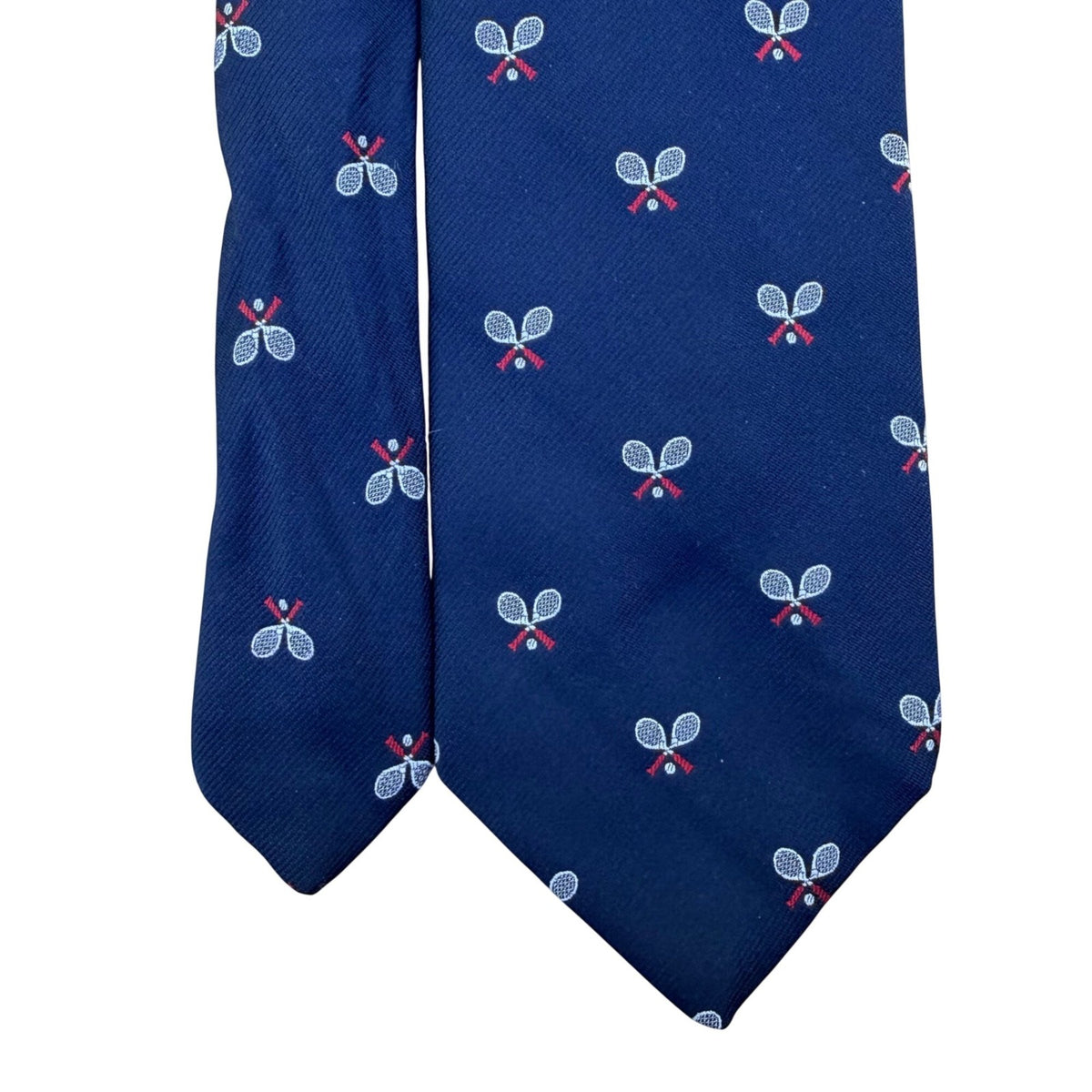 Raleigh Mens Navy Polyester Tie Tennis Racket Embroidered Pattern Club Style