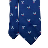 Raleigh Mens Navy Polyester Tie Tennis Racket Embroidered Pattern Club Style