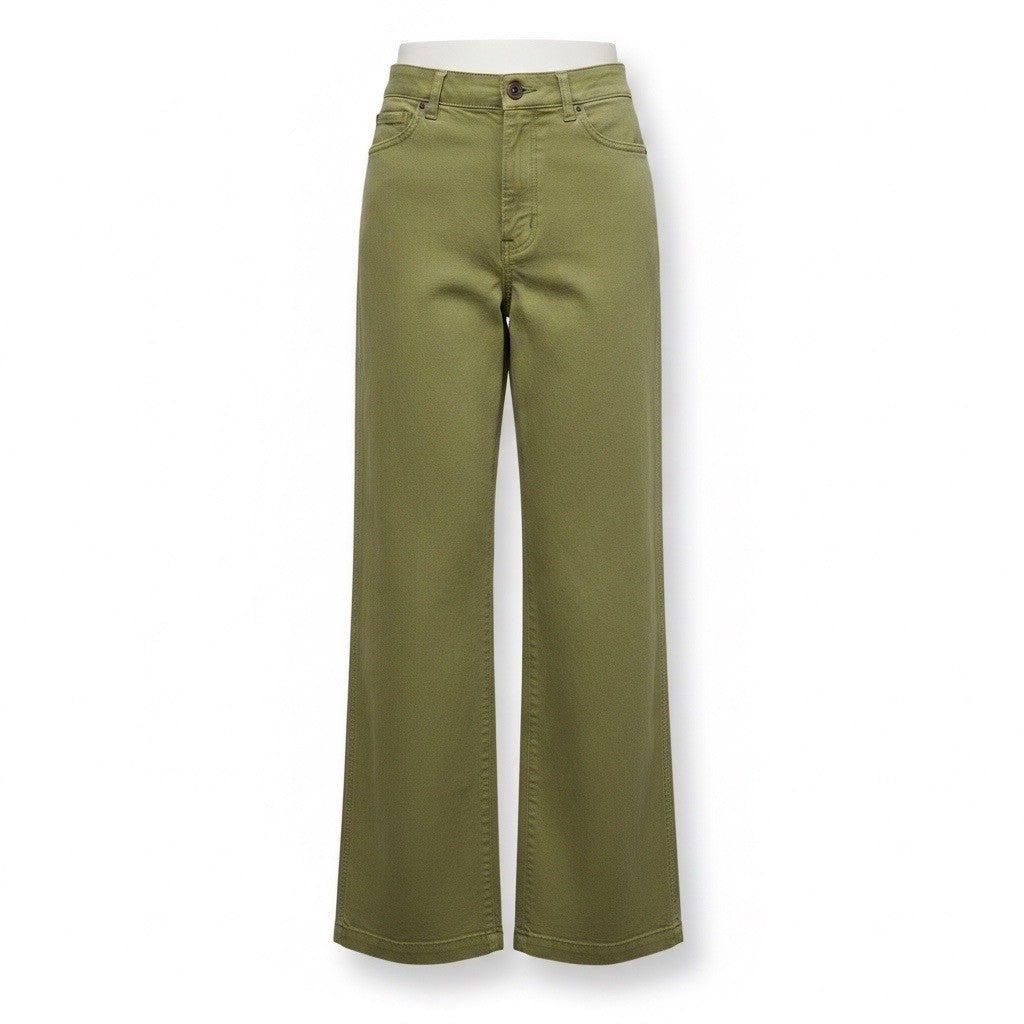 Madewell Womens Olive Cotton Blend Emmett Wide-Leg Pants Casual Outfit Size 25