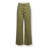 Madewell Womens Olive Cotton Blend Emmett Wide-Leg Pants Casual Outfit Size 25